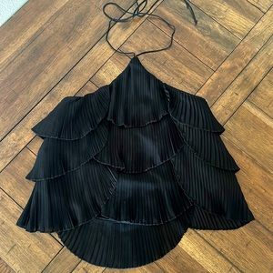 Zara halter crop top with pleated detail